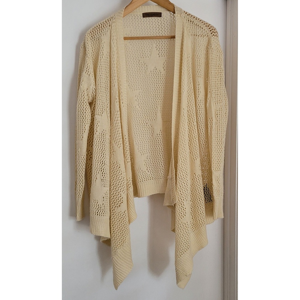 The Classic Women Cardigan S Cream Star Pattern Sweater Coastal Cowgirl